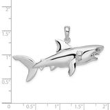 Sterling Silver Shark Pendant, Detailed Great White Design, Nautical Marine Style Charm