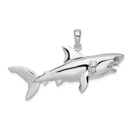 Sterling Silver Shark Pendant, Detailed Great White Design, Nautical Marine Style Charm