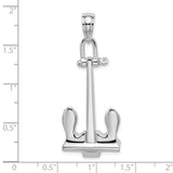 Sterling Silver Anchor Pendant, Polished 3D Nautical Symbol of Strength and Hope for Men and Unisex Wear