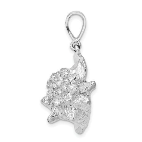 Sterling Silver Conch Shell Pendant, Realistic Ocean-Inspired Seashell, Nautical Beach Charm