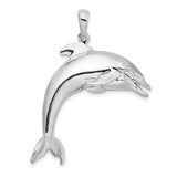 Sterling Silver Dolphin Pendant, Polished 3D Jumping Design, Ocean Life Inspired Jewelry