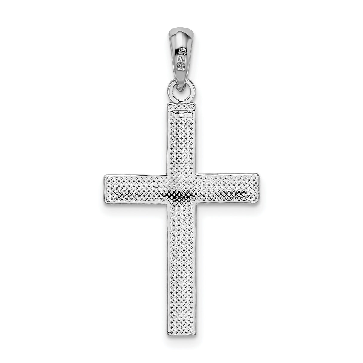 Sterling Silver Latin Cross Pendant with Rounded Edges and Organic Texture