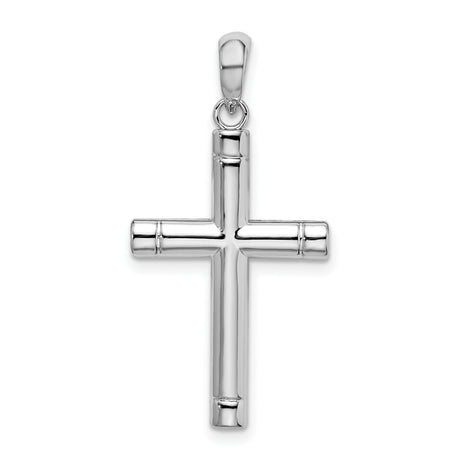 Sterling Silver Latin Cross Pendant with Rounded Edges and Organic Texture