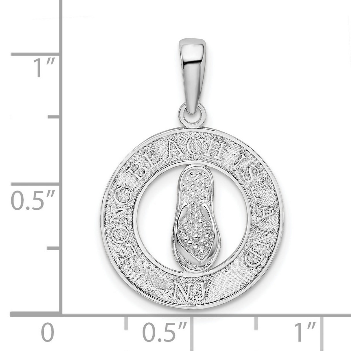 Sterling Silver Flip-Flop Pendant with Cubic Zirconia, Long Beach Island Charm, Nautical Souvenir
