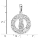 Sterling Silver Flip-Flop Pendant with Cubic Zirconia, Long Beach Island Charm, Nautical Souvenir