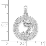 Sterling Silver Flamingo Pendant with Turks and Caicos Engraving, Tropical Island Souvenir Jewelry