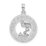 Sterling Silver Flamingo Pendant with Turks and Caicos Engraving, Tropical Island Souvenir Jewelry