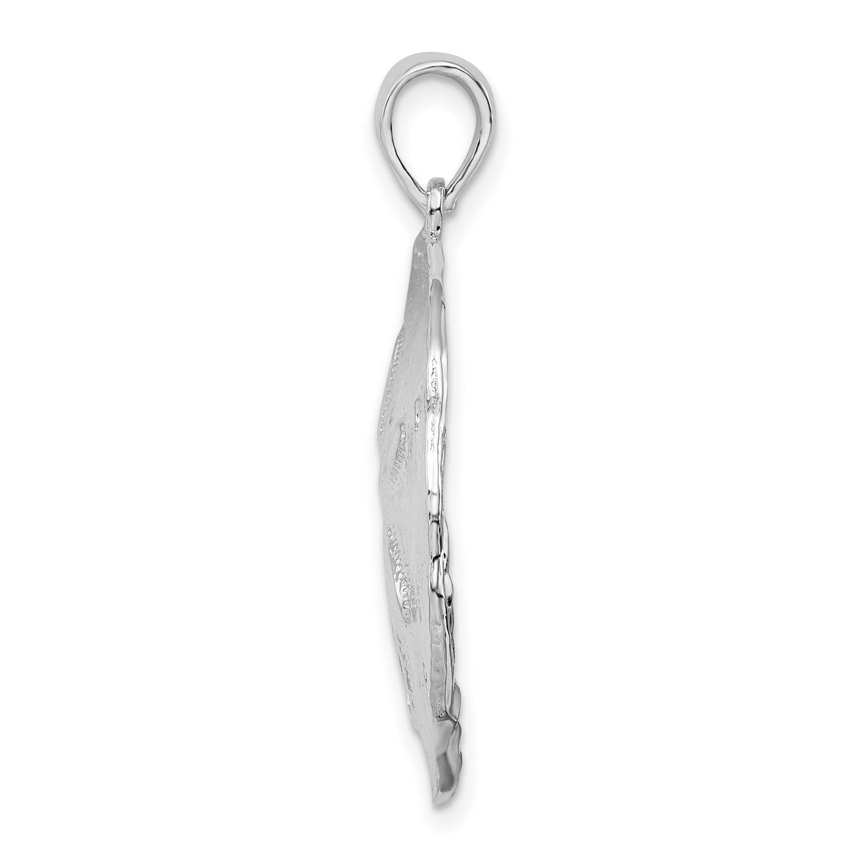 Sterling Silver Sand Dollar Pendant with Textured Finish and Cutout Ocean Design