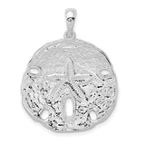 Sterling Silver Sand Dollar Pendant with Textured Finish and Cutout Ocean Design