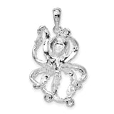 Sterling Silver Octopus Pendant with Textured Tentacle Design, Nautical Marine Style