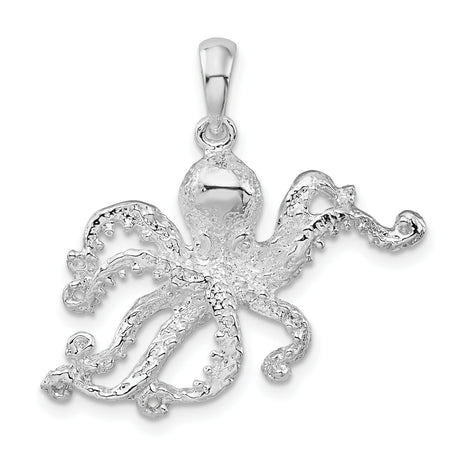 Sterling Silver Octopus Pendant with Detailed Marine Life Design, Nautical Steampunk Style