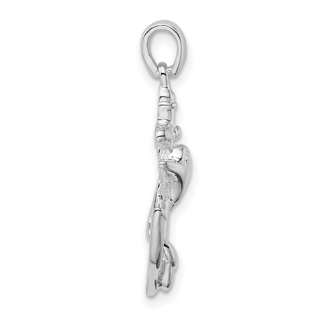 Sterling Silver Dolphin Wrapped Around Anchor Pendant, Nautical Marine Life Theme