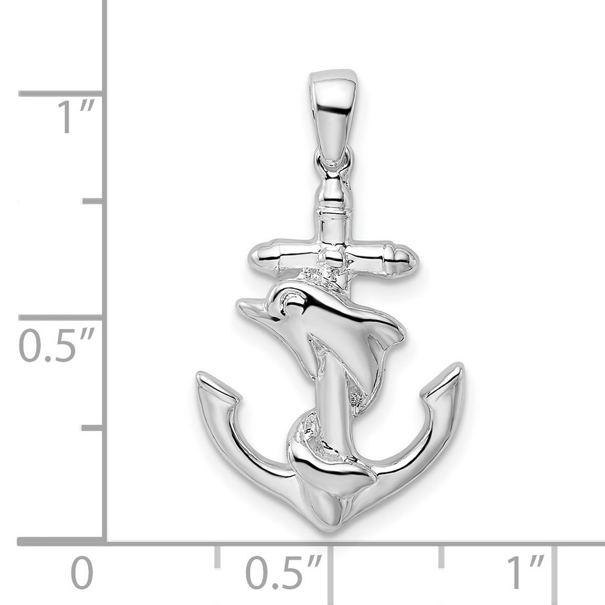 Sterling Silver Dolphin Wrapped Around Anchor Pendant, Nautical Marine Life Theme