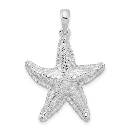Sterling Silver Starfish Pendant with Textured Design, Ocean-Inspired Coastal Jewelry for Women