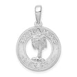 Sterling Silver Palm Tree Pendant, Textured Circle Tropical Island Vacation Charm