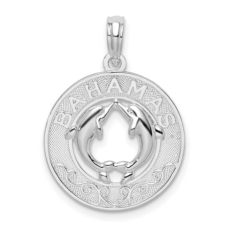 Sterling Silver Dolphin Pendant with Heart-Shaped Two Dolphin Design, Ocean Travel Theme