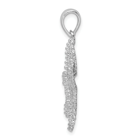 Sterling Silver Starfish Pendant, Textured Ocean Charm with Nautical Sea Life Motif