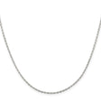 925 White Gold 1.5 mm Polished Chain Necklace, Solid