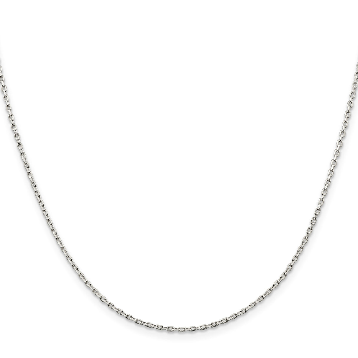 925 White Gold 1.5 mm Polished Chain Necklace, Solid