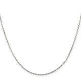 925 White Gold 1.5 mm Polished Chain Necklace, Solid