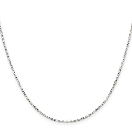 925 White Gold 1.5 mm Polished Chain Necklace, Solid