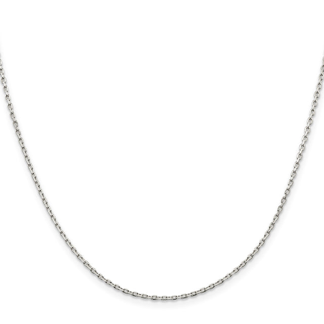 925 White Gold 1.5 mm Polished Chain Necklace, Solid