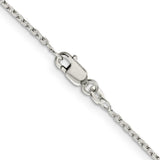 925 White Gold 1.5 mm Polished Chain Necklace, Solid alternate angle