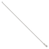 925 White Gold 1.5 mm Polished Chain Bracelet, Solid