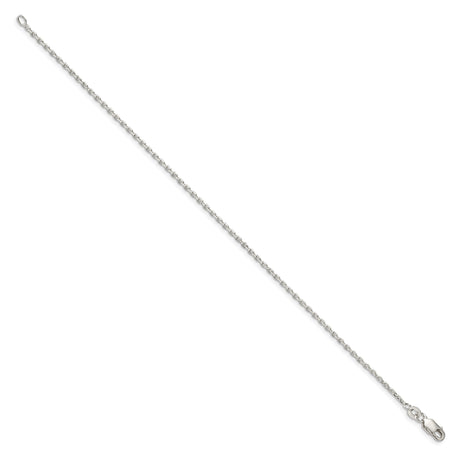 925 White Gold 1.5 mm Polished Chain Bracelet, Solid