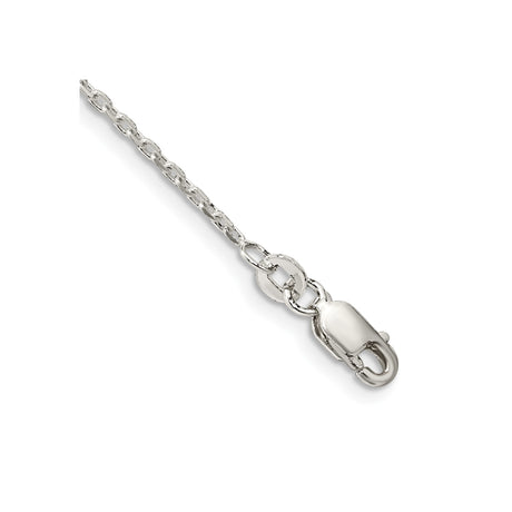 925 White Gold 1.5 mm Polished Chain Bracelet, Solid shown for scale