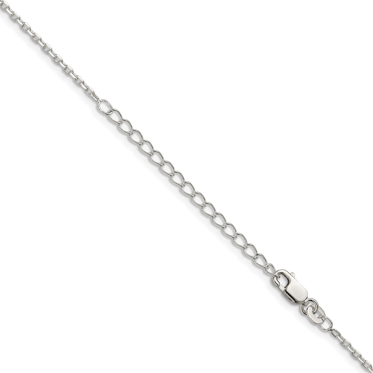 925 White Gold 1.5 mm Polished Chain Necklace, Solid detail view