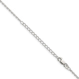 925 White Gold 1.5 mm Polished Chain Necklace, Solid detail view