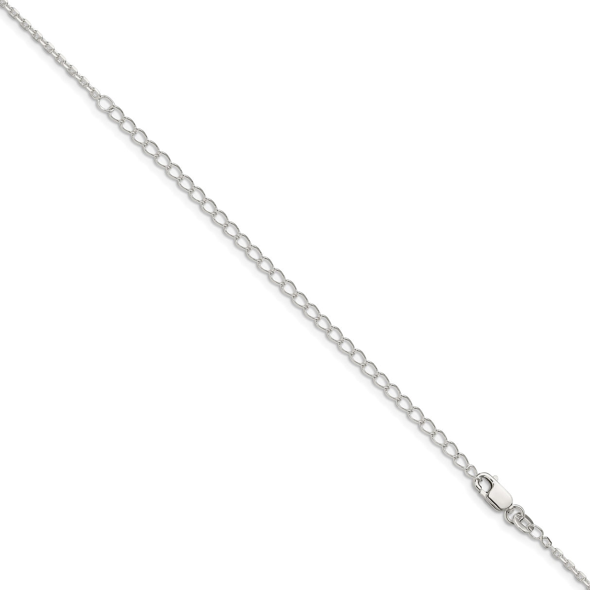 925 White Gold 1.5 mm Polished Chain Necklace, Solid detail view