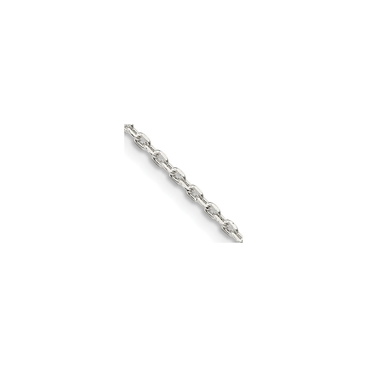 925 White Gold 1.5 mm Polished Chain Necklace, Solid detail view