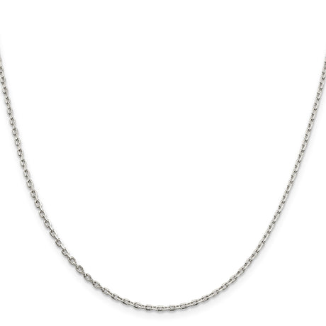 925 White Gold 2 mm Polished Chain Necklace, Solid