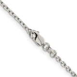 925 White Gold 2 mm Polished Chain Necklace, Solid alternate angle