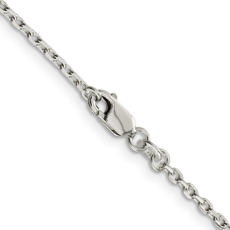 925 White Gold 2 mm Polished Chain Necklace, Solid alternate angle
