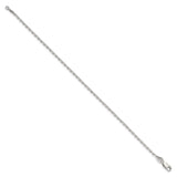 925 White Gold 2 mm Polished Chain Bracelet, Solid