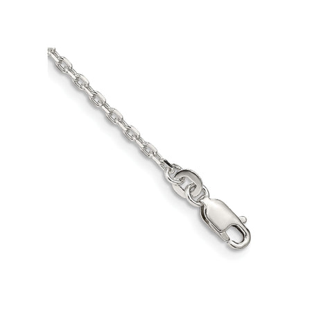 925 White Gold 2 mm Polished Chain Bracelet, Solid shown for scale