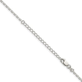 925 White Gold 2 mm Polished Chain Necklace, Solid detail view