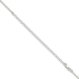 925 White Gold 2 mm Polished Chain Necklace, Solid detail view