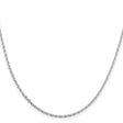 925 White Gold 2 mm Polished Chain Necklace, Solid