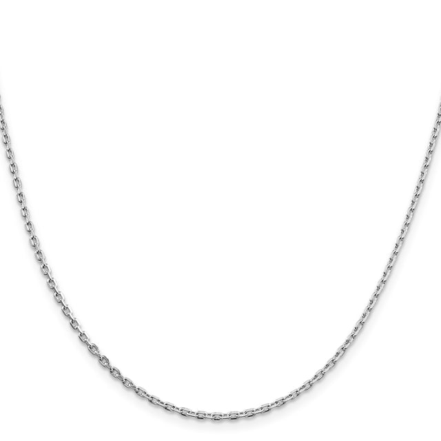 925 White Gold 2 mm Polished Chain Necklace, Solid