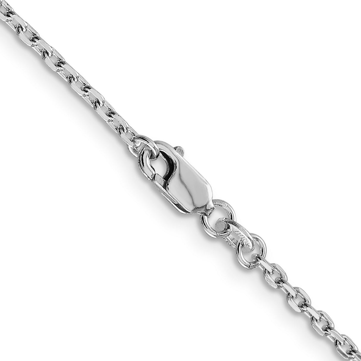 925 White Gold 2 mm Polished Chain Necklace, Solid alternate angle