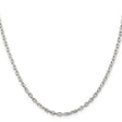 925 White Gold 2.75 mm Polished Chain Necklace, Solid