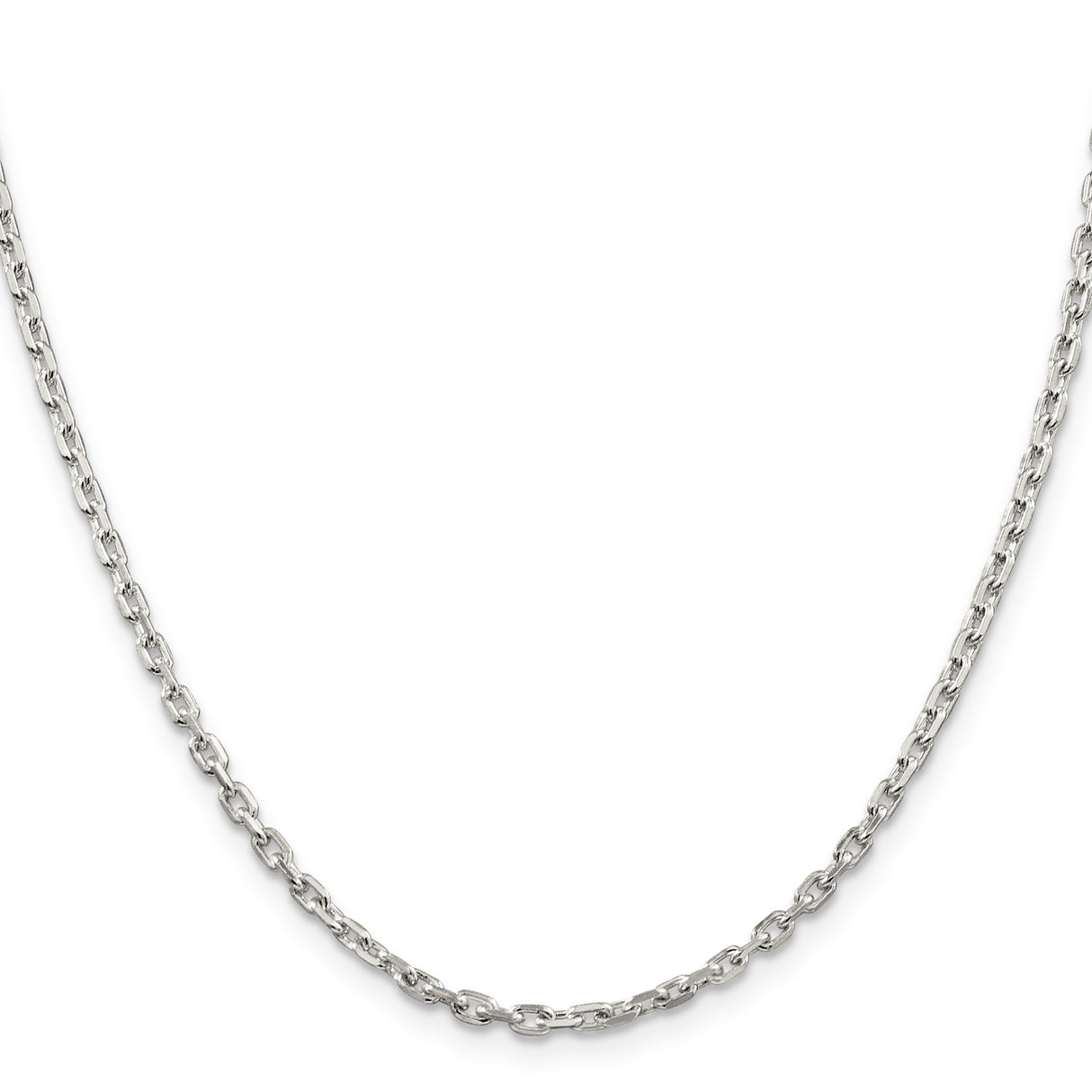 925 White Gold 2.75 mm Polished Chain Necklace, Solid