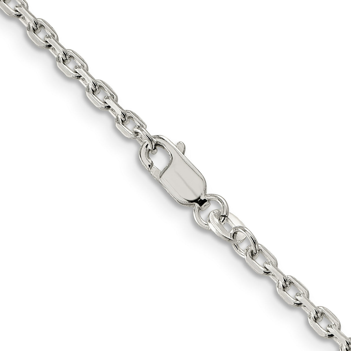 925 White Gold 2.75 mm Polished Chain Necklace, Solid alternate angle