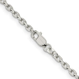 925 White Gold 2.75 mm Polished Chain Necklace, Solid alternate angle