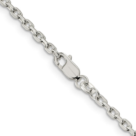 925 White Gold 2.75 mm Polished Chain Necklace, Solid alternate angle