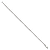 925 White Gold 2.75 mm Polished Chain Bracelet, Solid